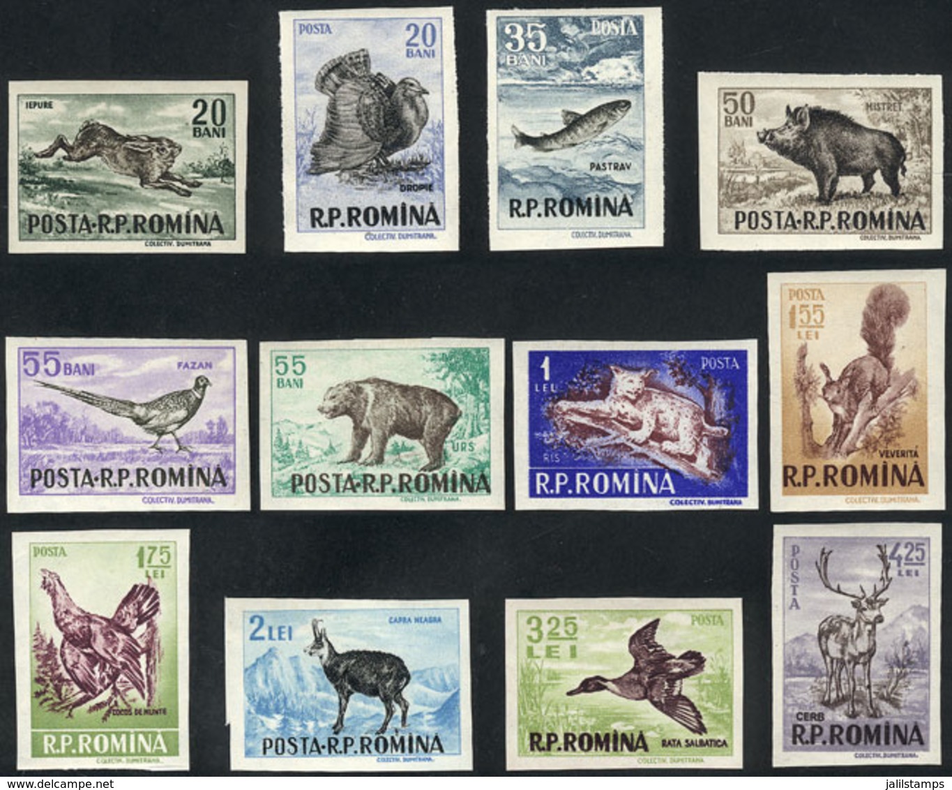 1788 ROMANIA: Yvert 1488/99, 1956 Animals, Complete Set Of 12 Imperforate Values, VF Quality, Catalog Value Euros 80. - Autres & Non Classés