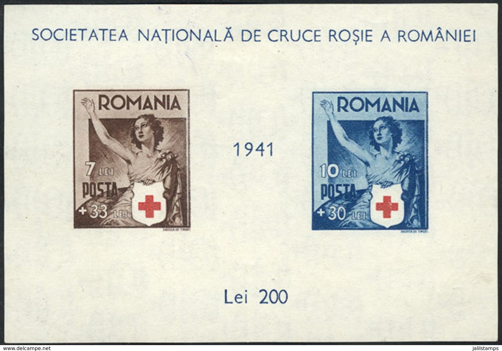 1789 ROMANIA: Yvert 7, 1942 Red Cross, Issued Without Gum, Fine Quality, Catalog Value US$45. - Autres & Non Classés