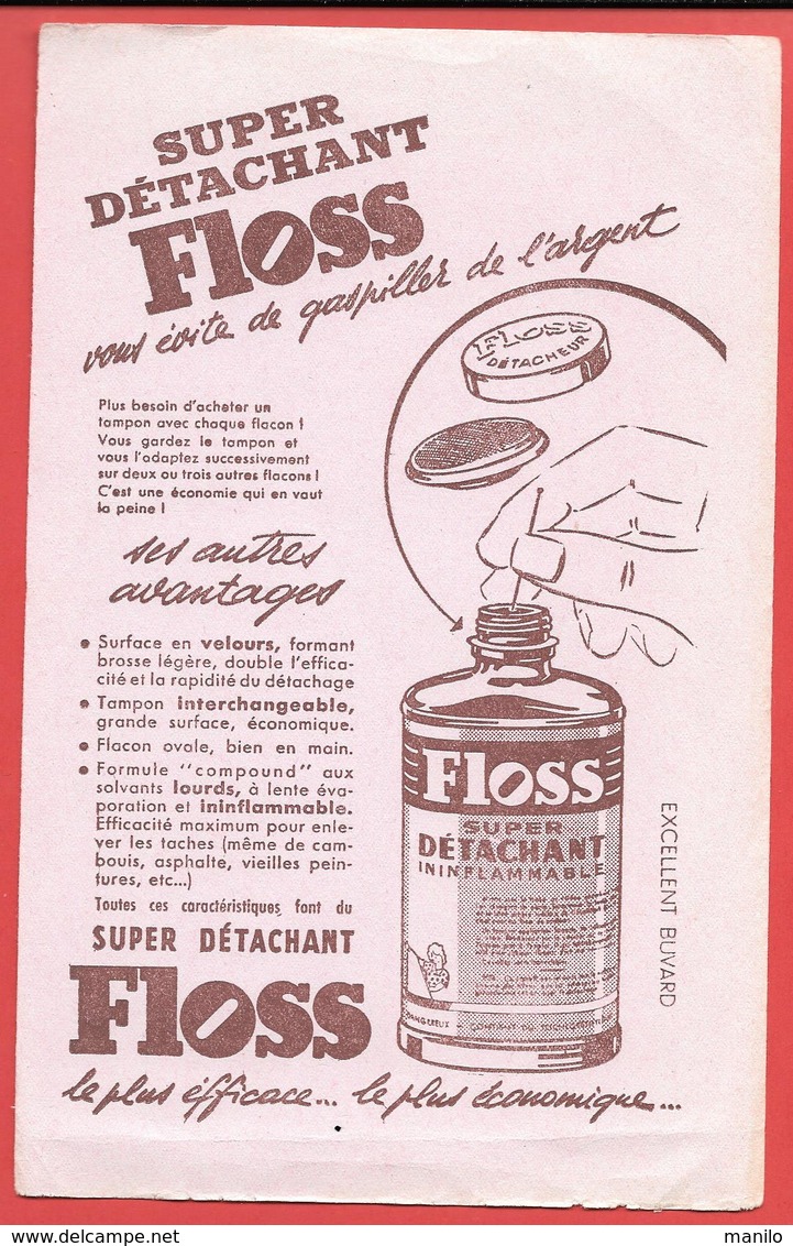 Buvard Ancien Illustré -  Produits Ménagers : SUPER DETACHANT "FLOSS" - Wassen En Poetsen