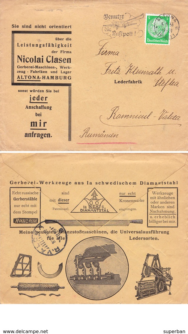 LETTRE PUBLICITAIRE / ADVERTISING LETER : GERBEREI MASCHINEN U. WERKZEUG FABRIK : ALTONA - HAMBURG - 1933 - RRR (ab711) - 1900 – 1949