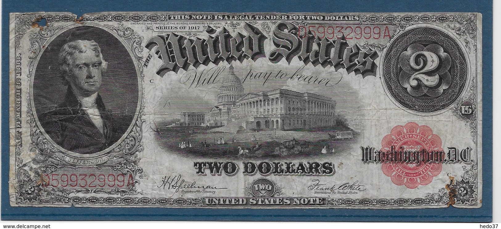 Etats Unis - 2 Dollars - 1917 - Pick N°188 - B/TB - United States Notes (1862-1923)