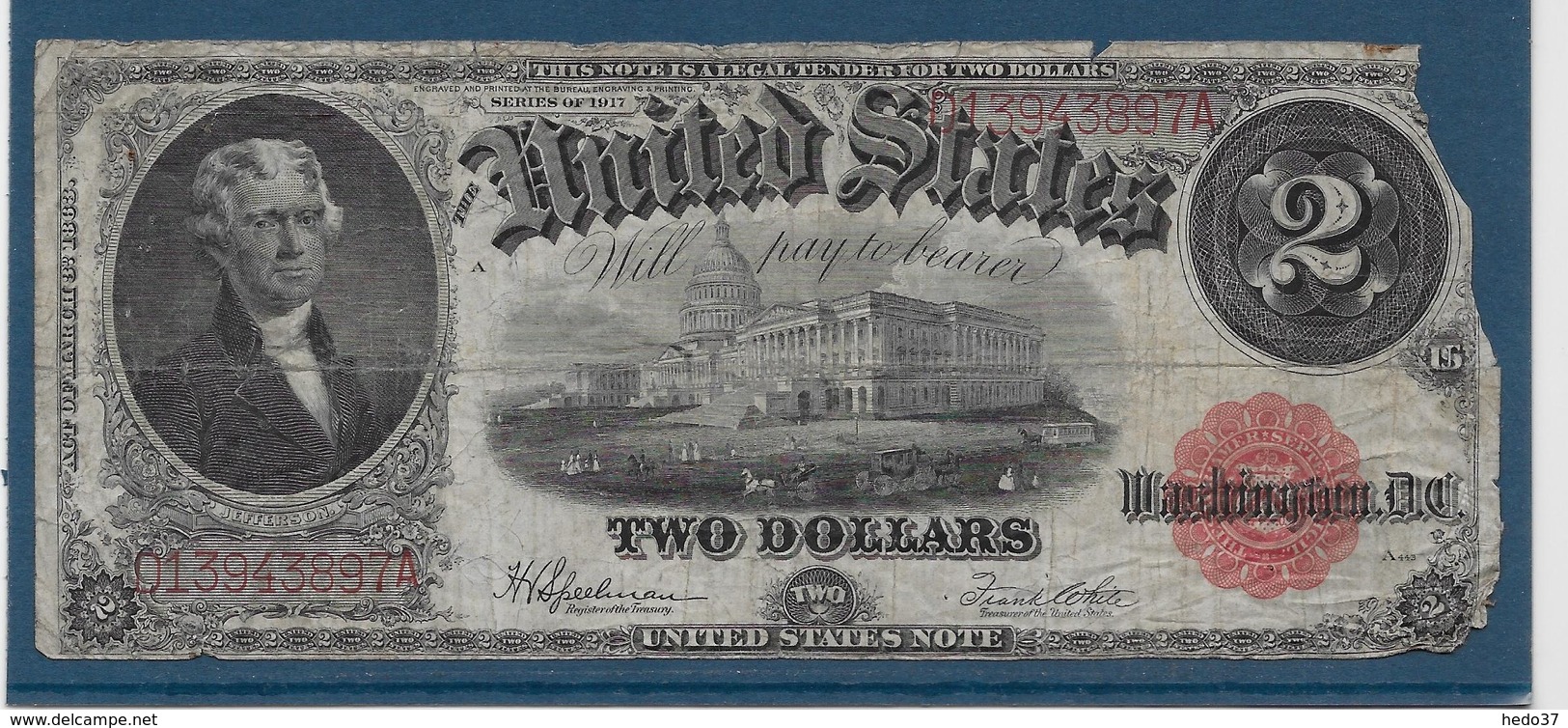 Etats Unis - 2 Dollars - 1917 - Pick N°188 - B - United States Notes (1862-1923)