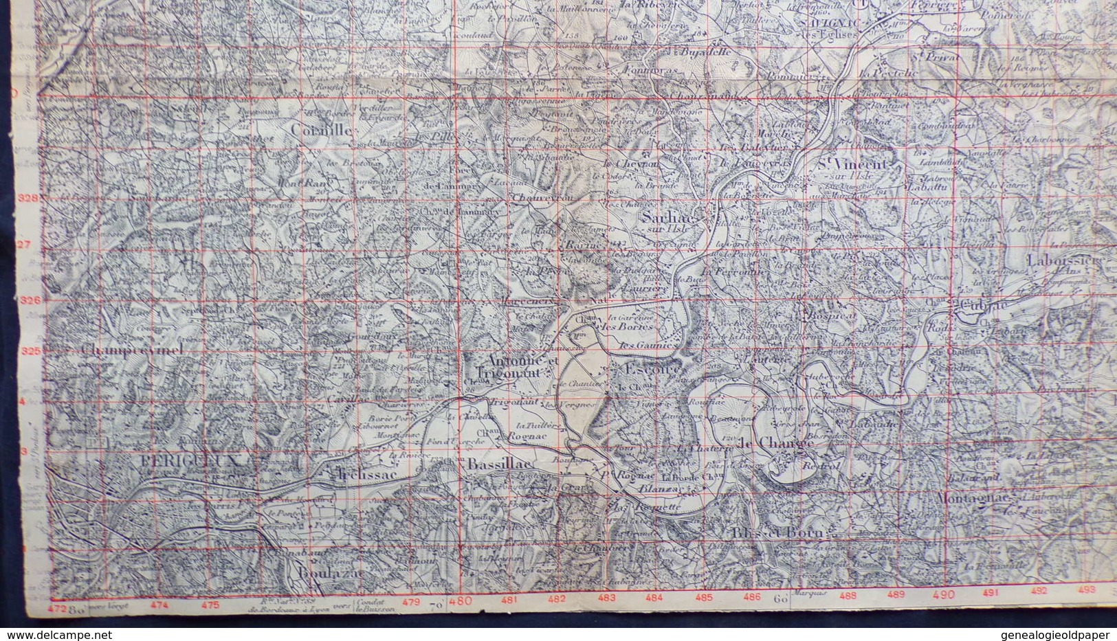 24- RARE CARTE 1909- PERIGUEUX-TRELISSAC-BASSILLAC-CUBJAC-BROUCHAUD-SAVIGNAC-EXCIDEUIL-NEGRONDES-AGONAC-CORNILLE-SARLIAC - Topographische Karten