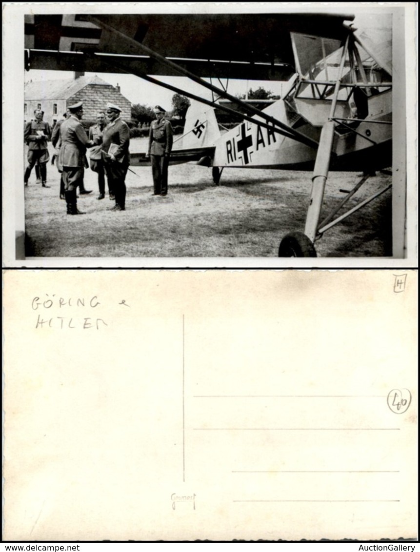 1632 CARTOLINE - AVIAZIONE - Göring E Hitler Si Stringono La Mano Accanto Ad Un Aeroplano Della Luftwaffe - Fotografica  - Autres & Non Classés