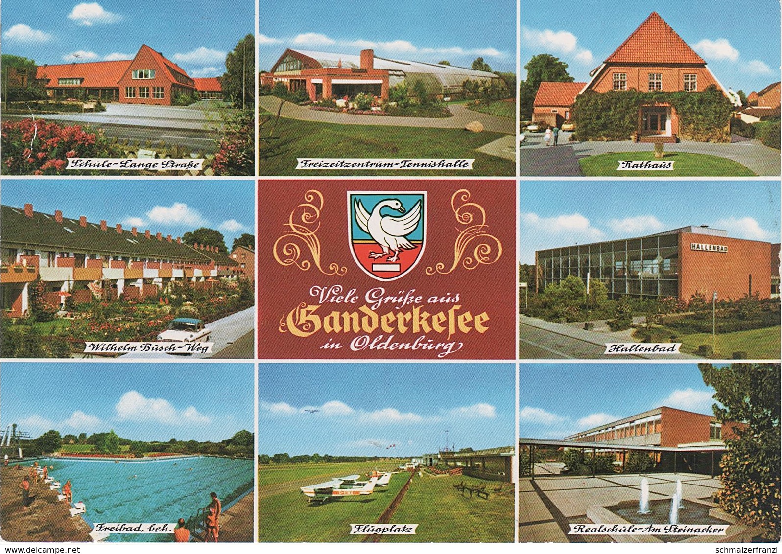 AK Ganderkesee Schule Tennishalle Hallenbad Freibad Flugplatz Realschule Steinacker Wilhelm Busch Weg A Oldenburg - Ganderkesee