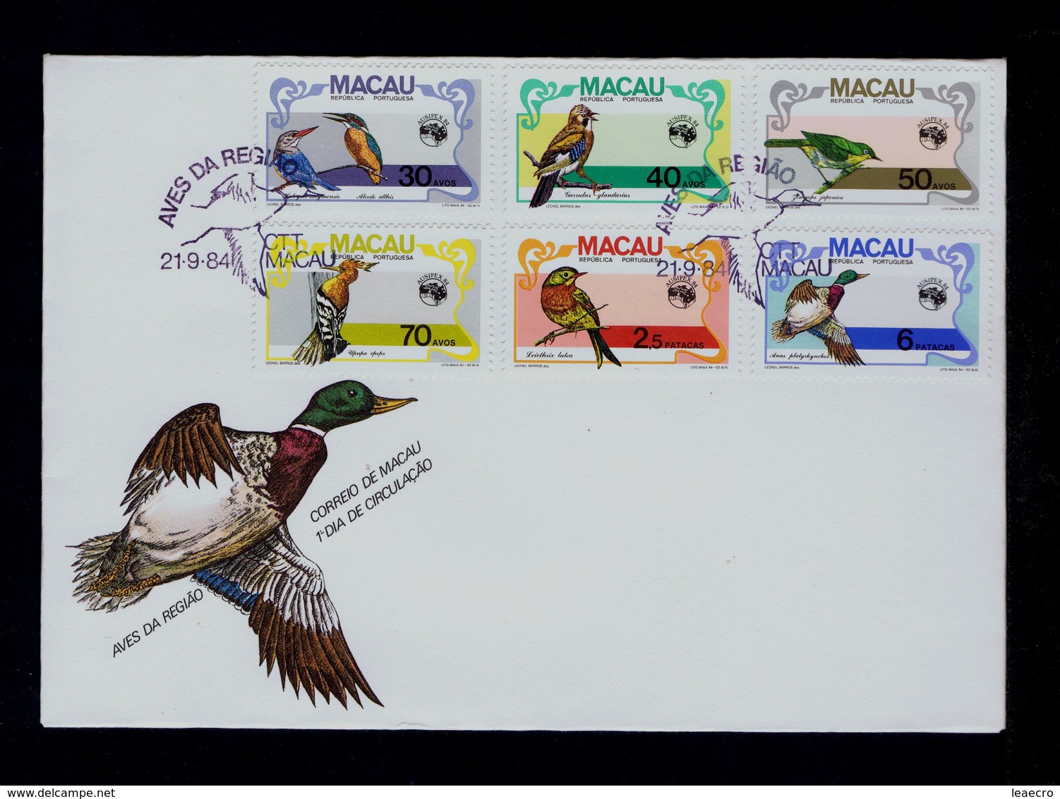 MACAO Macau Native Local Birds Regional Oiseaux Faune Animals Fdc 1984 Portugal Gc3424 - Briefe U. Dokumente