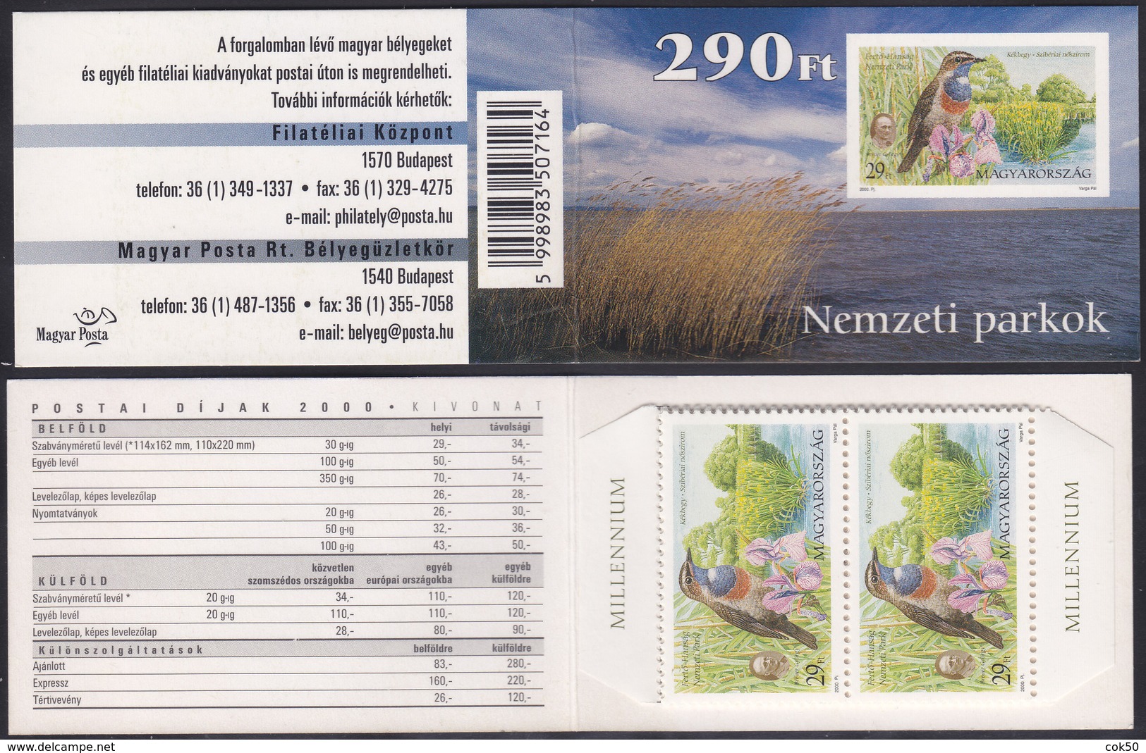 HUNGARY 2000 - Birds - Famous National Park Booklet 290 Ft (10 Stamps) Mi# 4588 MNH - Carnets