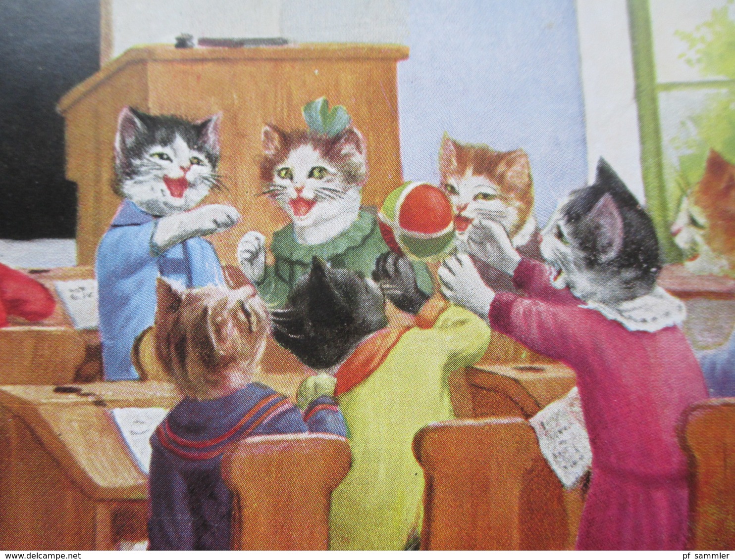 Jugoslawien 1935 Postkarte Katzen In Der Schule! 5-Farben-Frankatur!! Einschreiben Zagreb 1 No 13.333 Nach Königsee - Brieven En Documenten