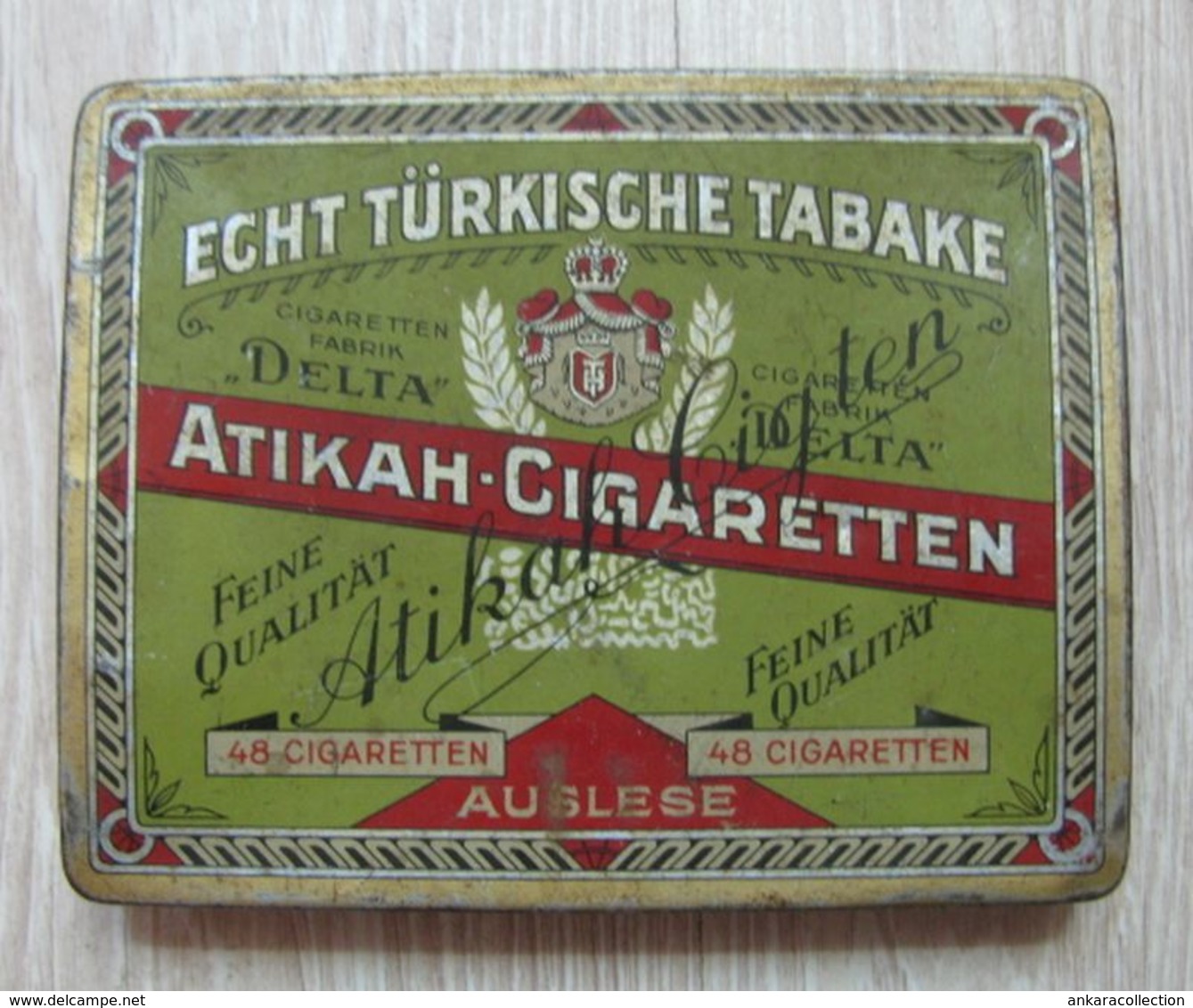 AC - ATIKAH CUGARETTEN ECHT TURKISCHE TABAKE CIGARETTE TOBACCO EMPTY VINTAGE TIN BOX - Boites à Tabac Vides