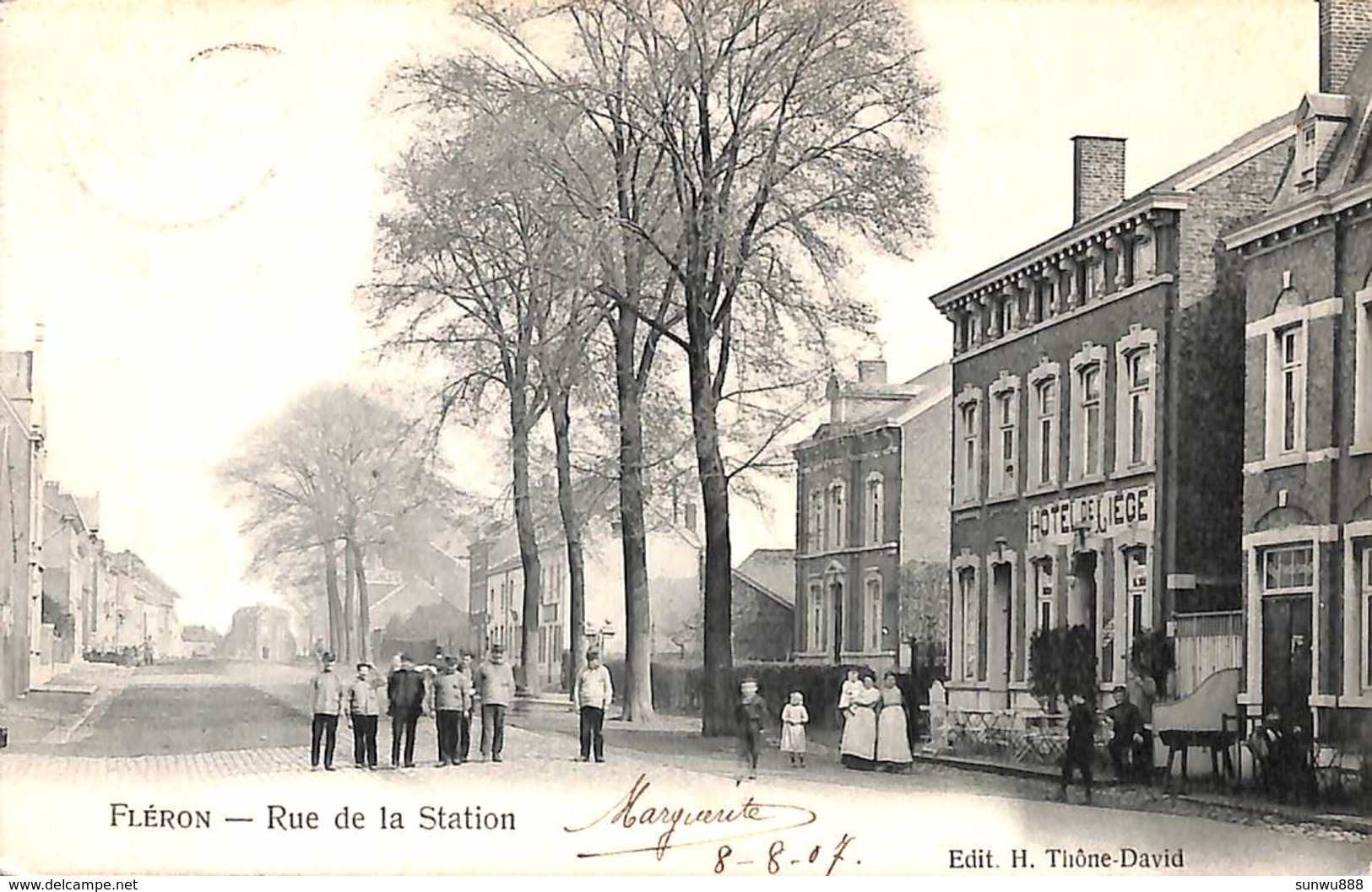 Fléron - Rue De La Station (belle Animation, Hôtel, Terrasse, Edit. H. Thône-David, 1907) - Fléron