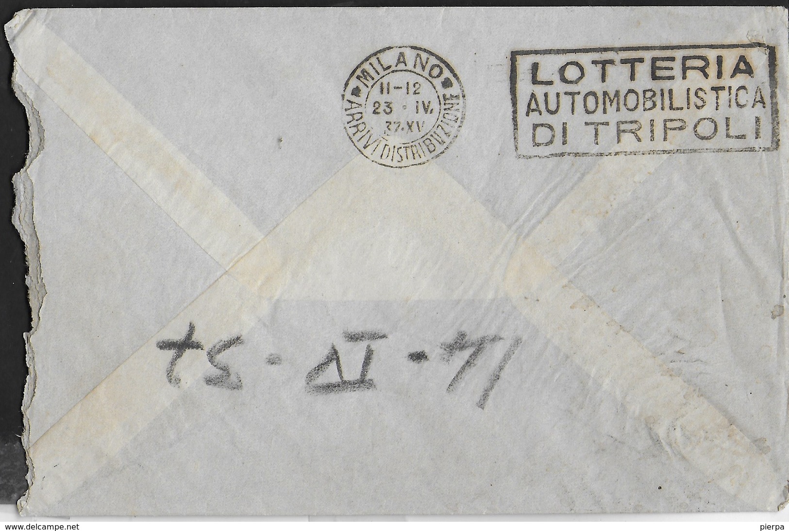 ETIOPIA - POSTA MILITARE N.84 (1-p.4)- SU BUSTA VIA AEREA 16.04.1937 PER MILANO - Ethiopie