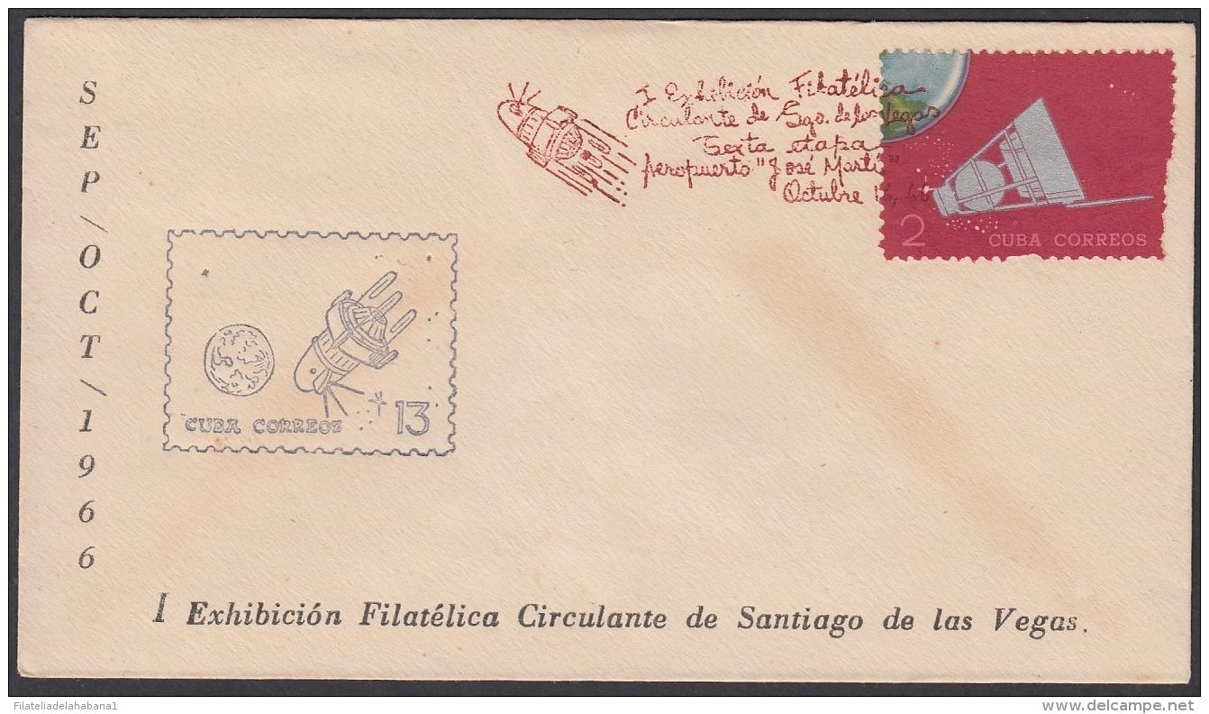 1966-CE-79 CUBA 1966 SPECIAL CANCEL. EXPO FILATELICA SANTIAGO DE LAS VEGAS. 6a ETAPA. AEROPUERTO JOSE MARTI. - Brieven En Documenten