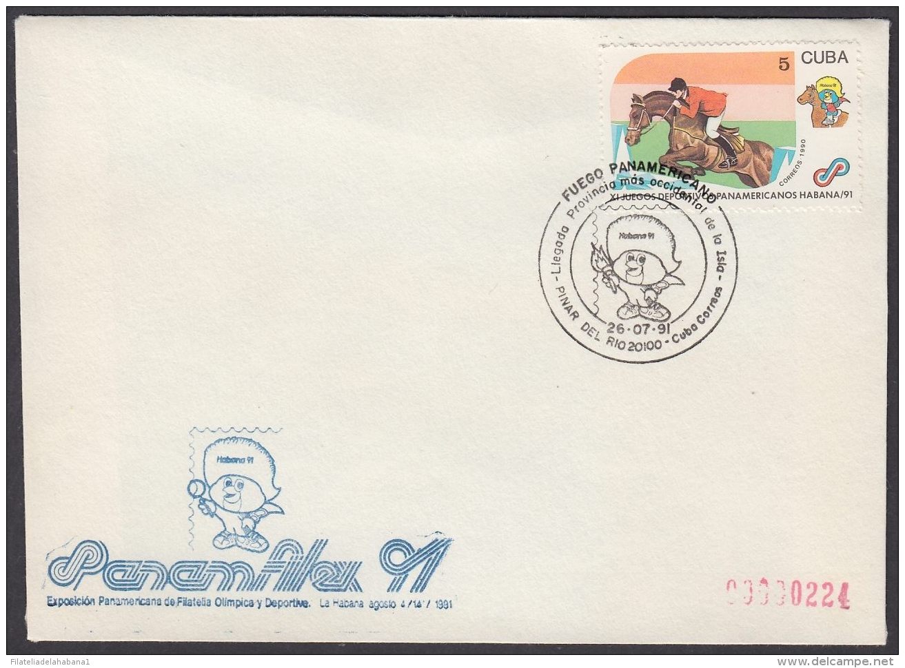 1991-CE-47 CUBA 1991 SPECIAL CANCEL. PANAMFILEX EXPO. FUEGO PANAMERICANO EN PINAR DEL RIO. - Brieven En Documenten