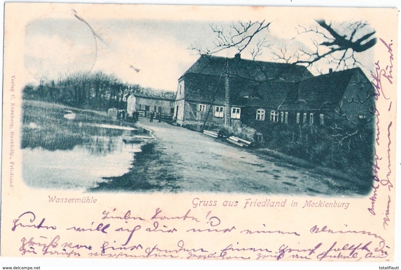 Gruß Aus FRIEDLAND Mecklenburg Wassermühle Grünlich Belebt 5.4.1900 Weitergeleitet - Neubrandenburg