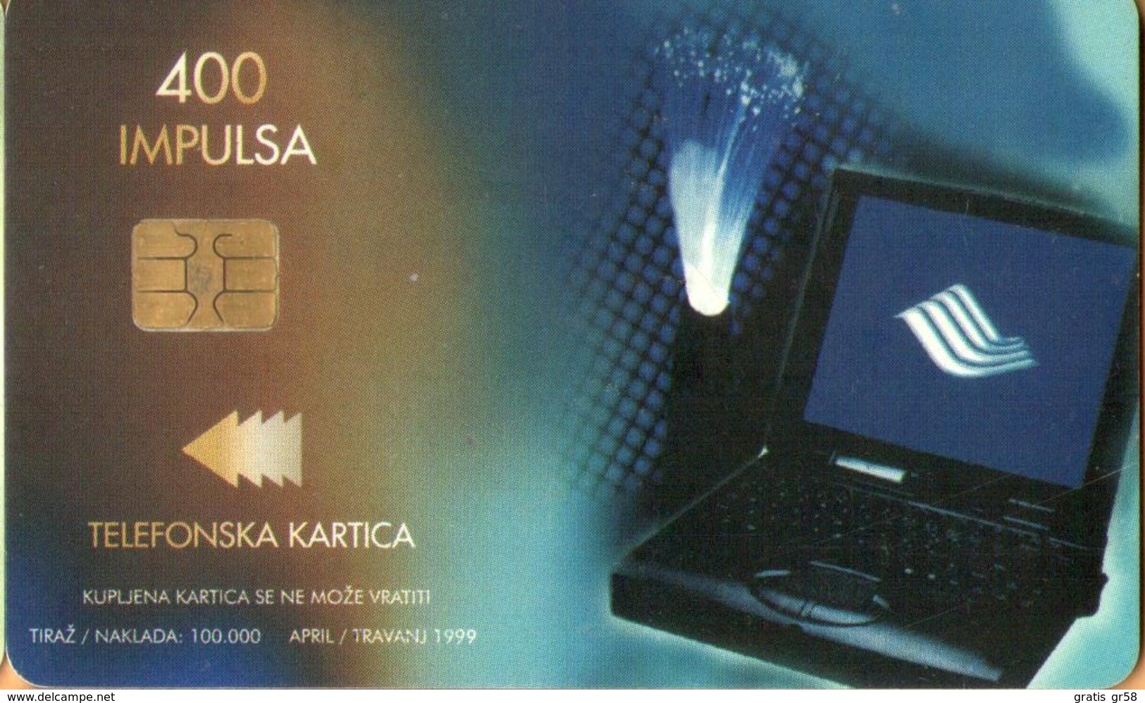 Bosnia - BA-PTT-0026, Computer / Isdn, 4/99, Used As Scan - Bosnië