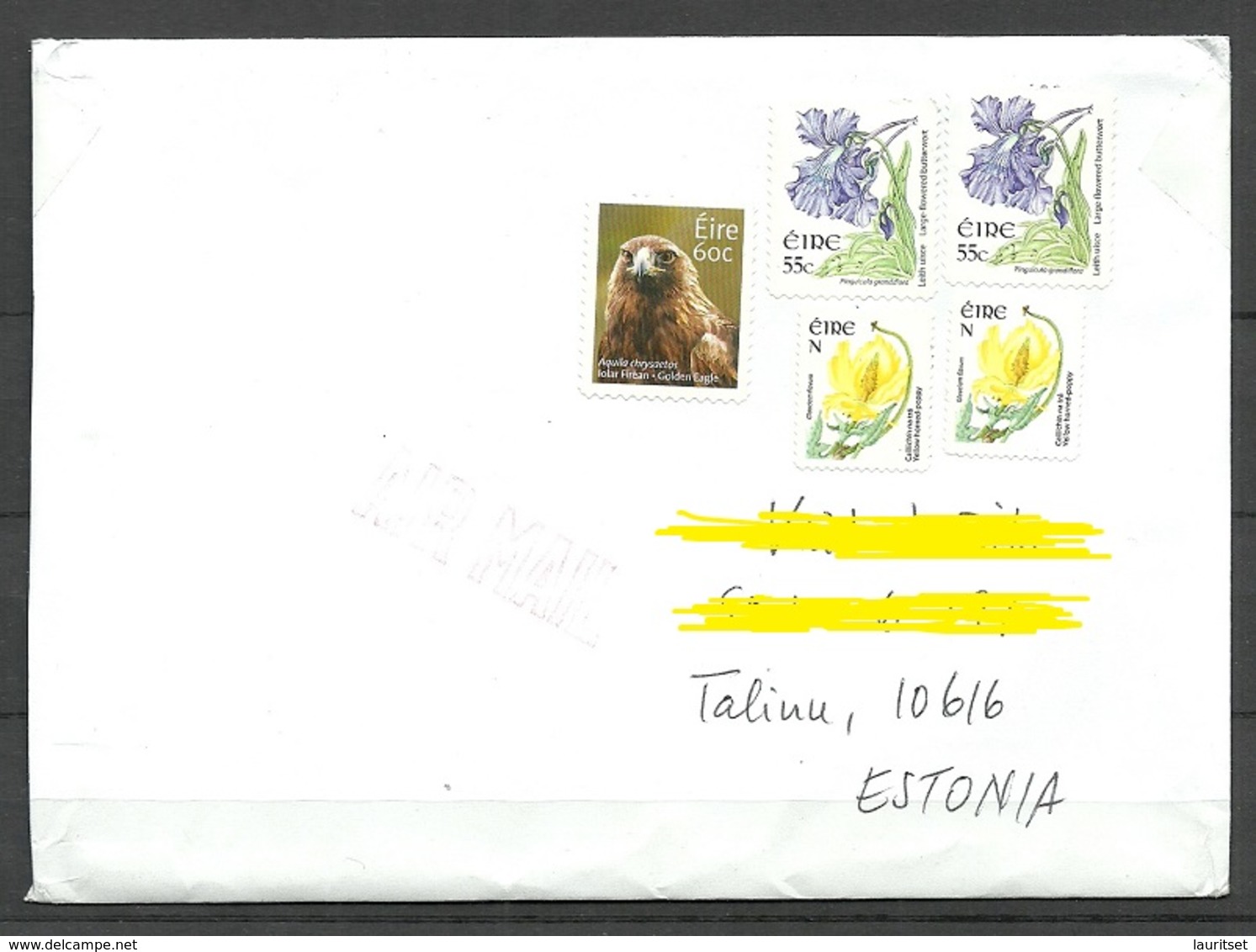 IRLAND IRELAND 2018 Letter To Estonia Flowers Etc Stamps Remained Uncancelled! - Covers & Documents