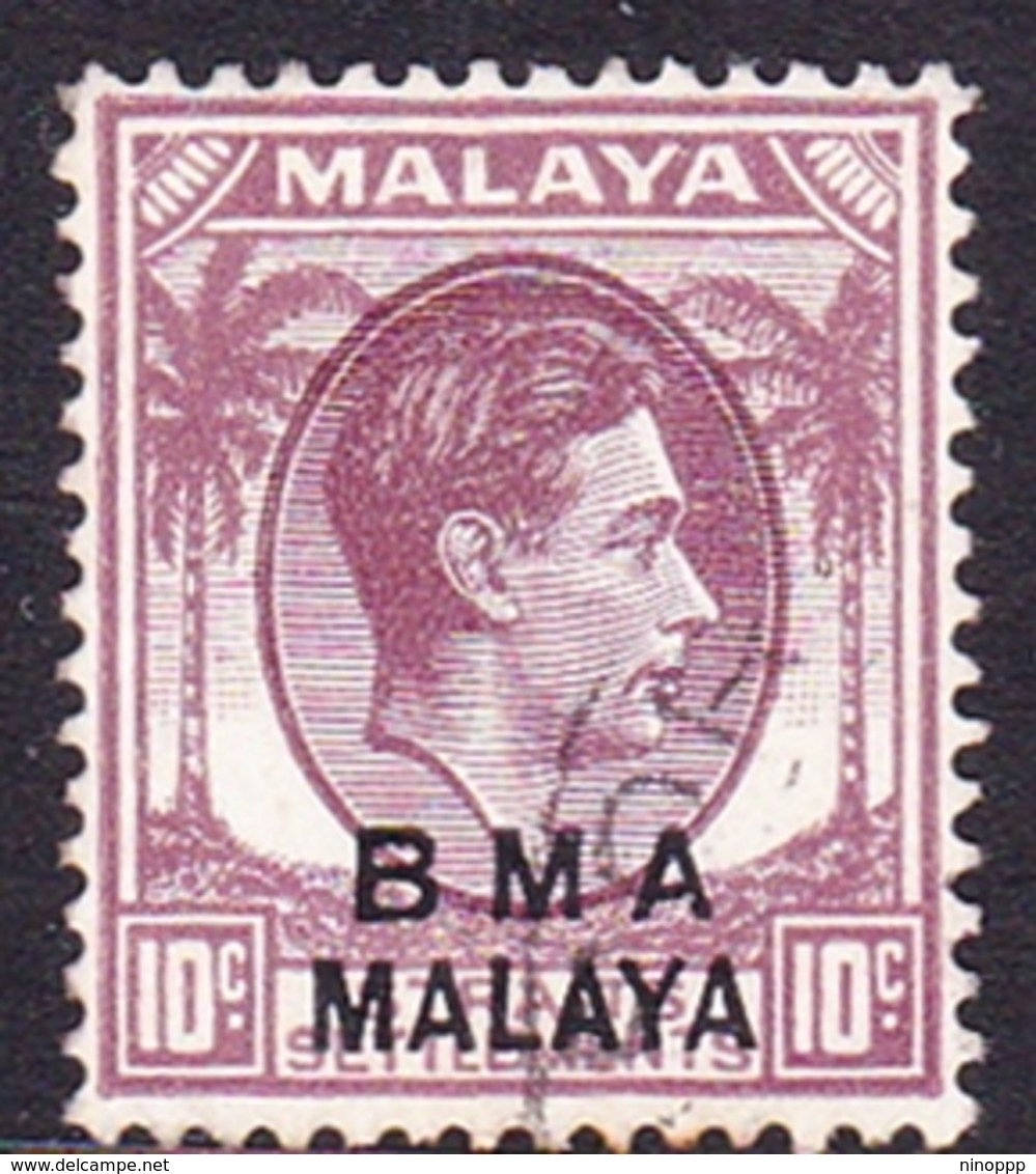 Malaya B.M.A  SG 9 1945 British Military Administration, 10c Purple, Used - Malaya (British Military Administration)