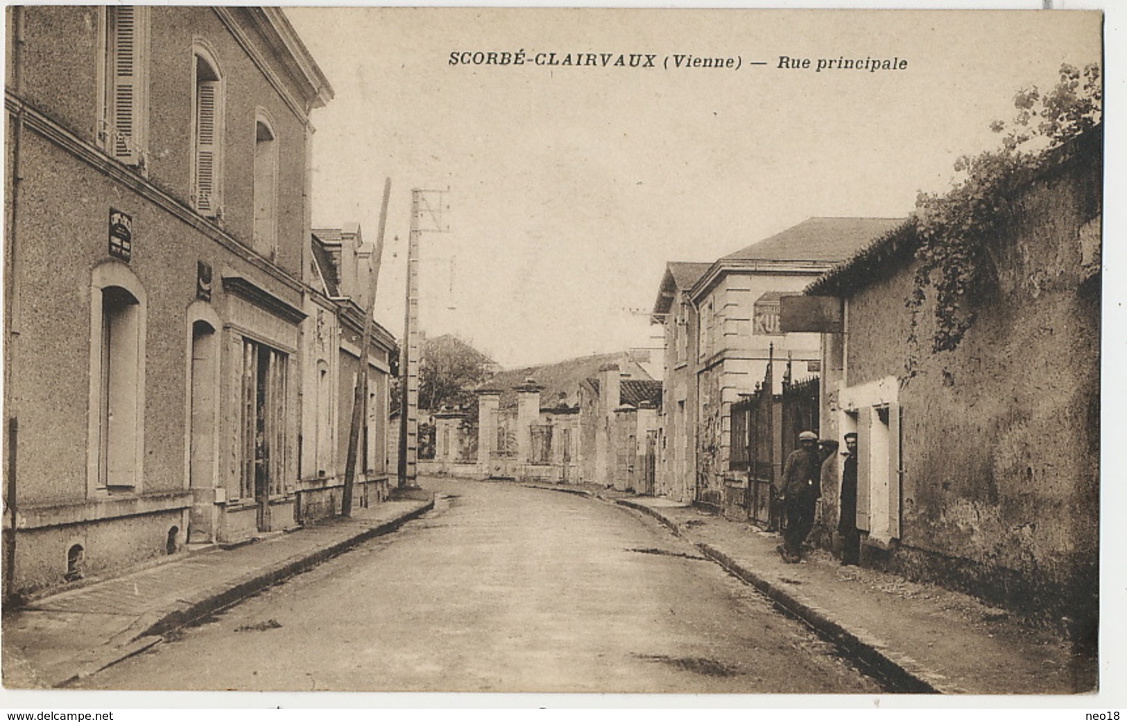 Scorbé Clairvaux Rue Principale Cachet Train Sur Type Paix 50 Cts - Scorbe Clairvaux