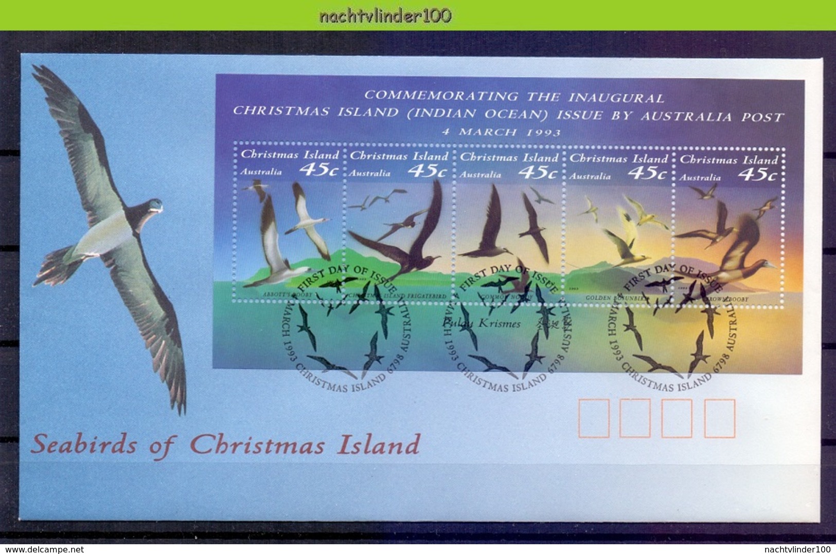 Mwe2603b FAUNA VOGELS BOOBY NODDY FRIGATEBIRD BIRDS VÖGEL AVES OISEAUX CHRISTMAS ISLAND 1993 FDC - Albatros