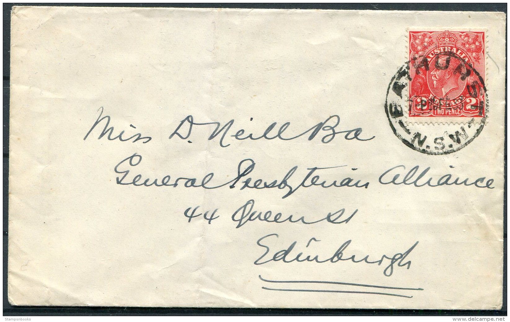 Australia Bathurst NSW Cover - General Presbyterian Alliance, Edinburgh Scotland - Lettres & Documents