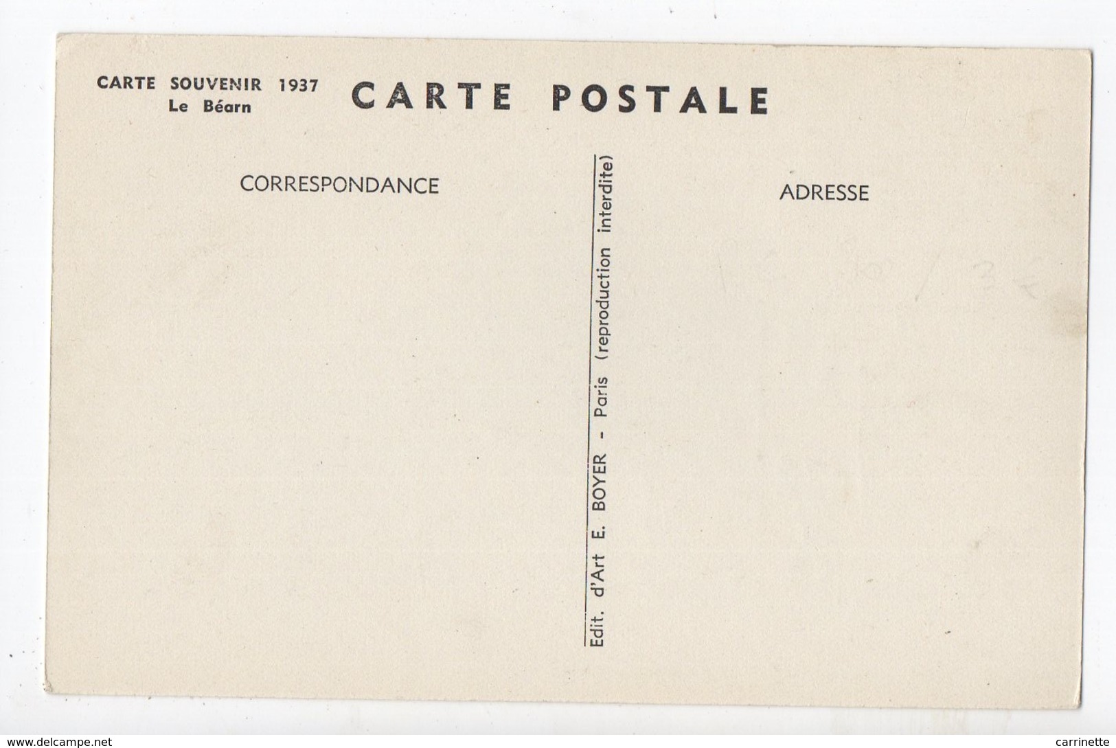 BEARN - 64 - Achat Immédiat - Carte Souvenir 1937 - Le Béarn - Bearn