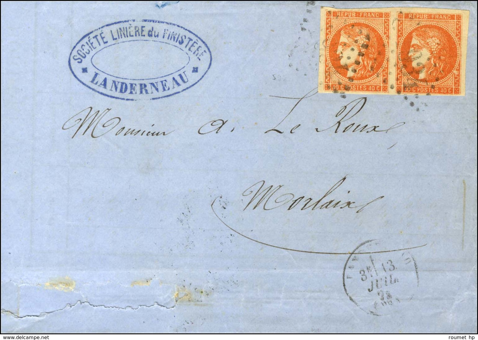 GC 1934 / N° 48 Paire, Belles Marges Càd T 16 LANDERNEAU (28). 1871. - TB. - R. - 1870 Ausgabe Bordeaux