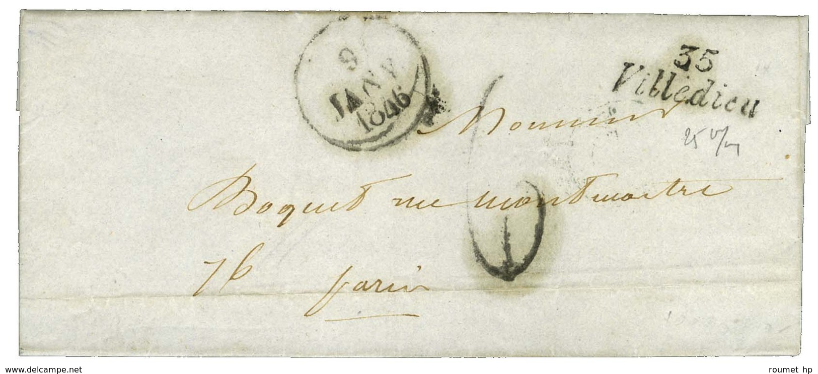 Cursive 35 / Villedieu, Dateur A. 1846. - SUP. - 1801-1848: Précurseurs XIX