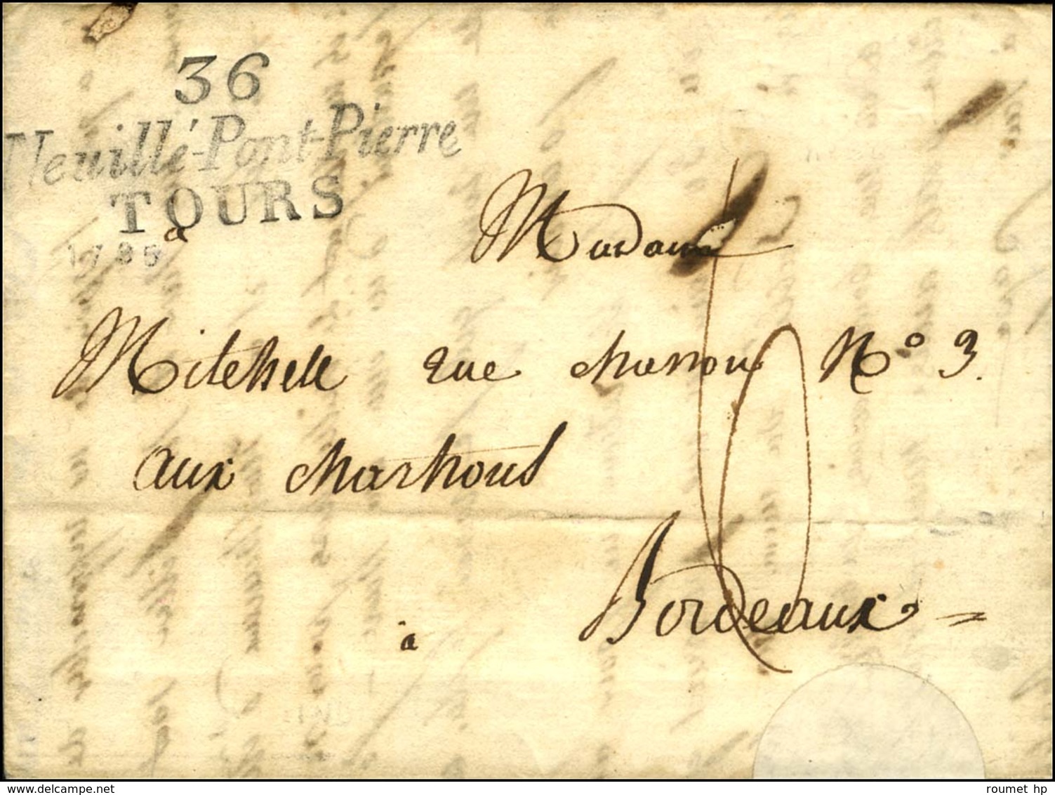 Cursive 36 / Neuillé-Pont-Pierre / TOURS. 1825. - SUP. - R. - 1801-1848: Précurseurs XIX