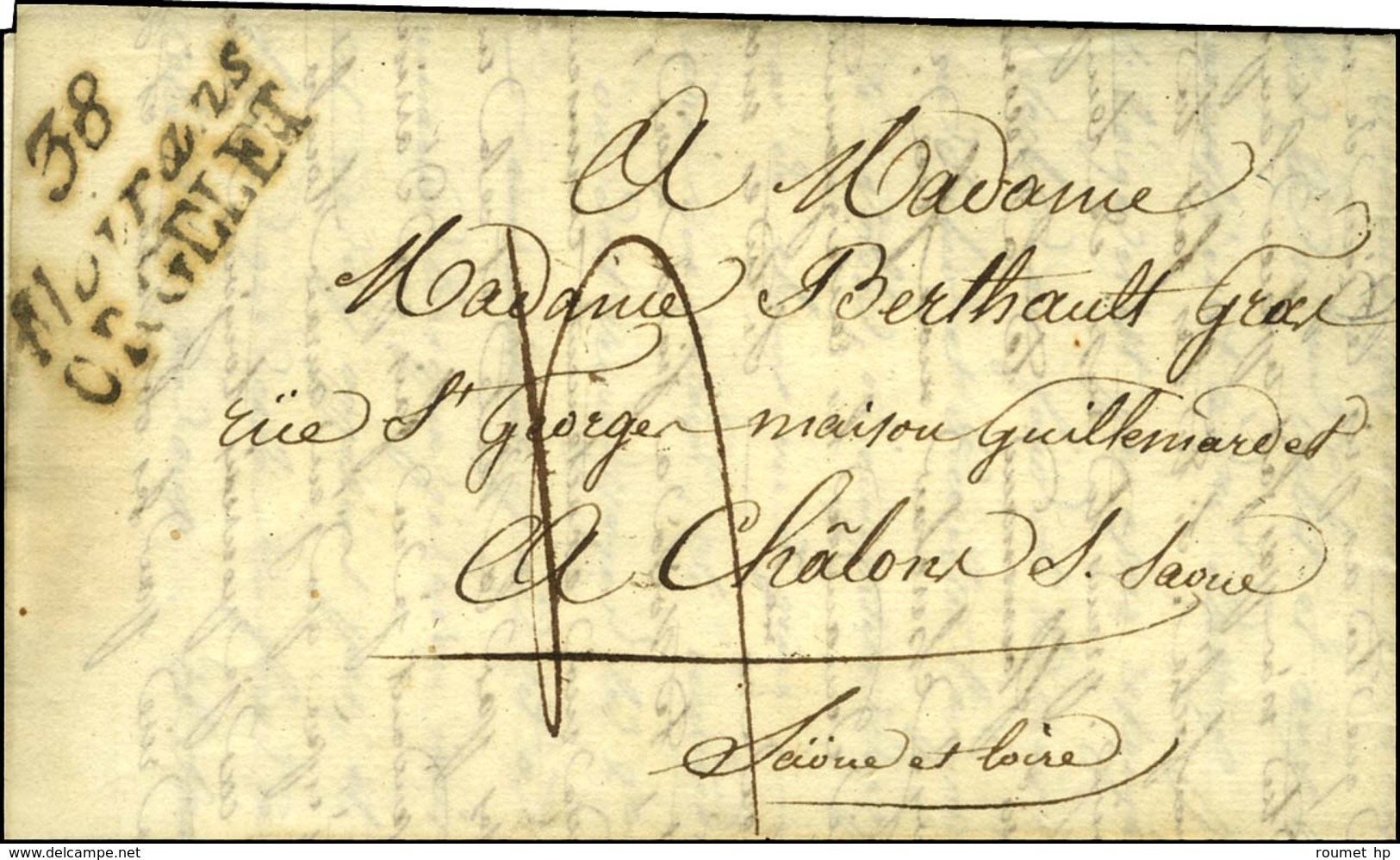 Cursive 38 / Moirans / ORGELET Sur Lettre Pour Chalon Sur Saône. - TB / SUP. - R. - 1801-1848: Précurseurs XIX