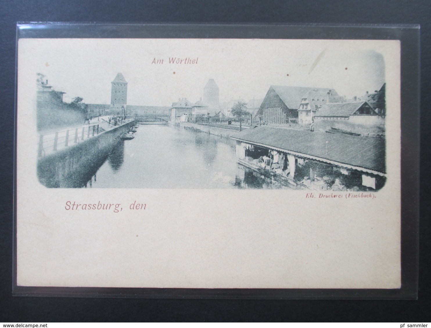 DR / Elsass AK Um 1900 Am Wörthel. Strassburg. Els. Druckerei (Fischbach) - Elsass