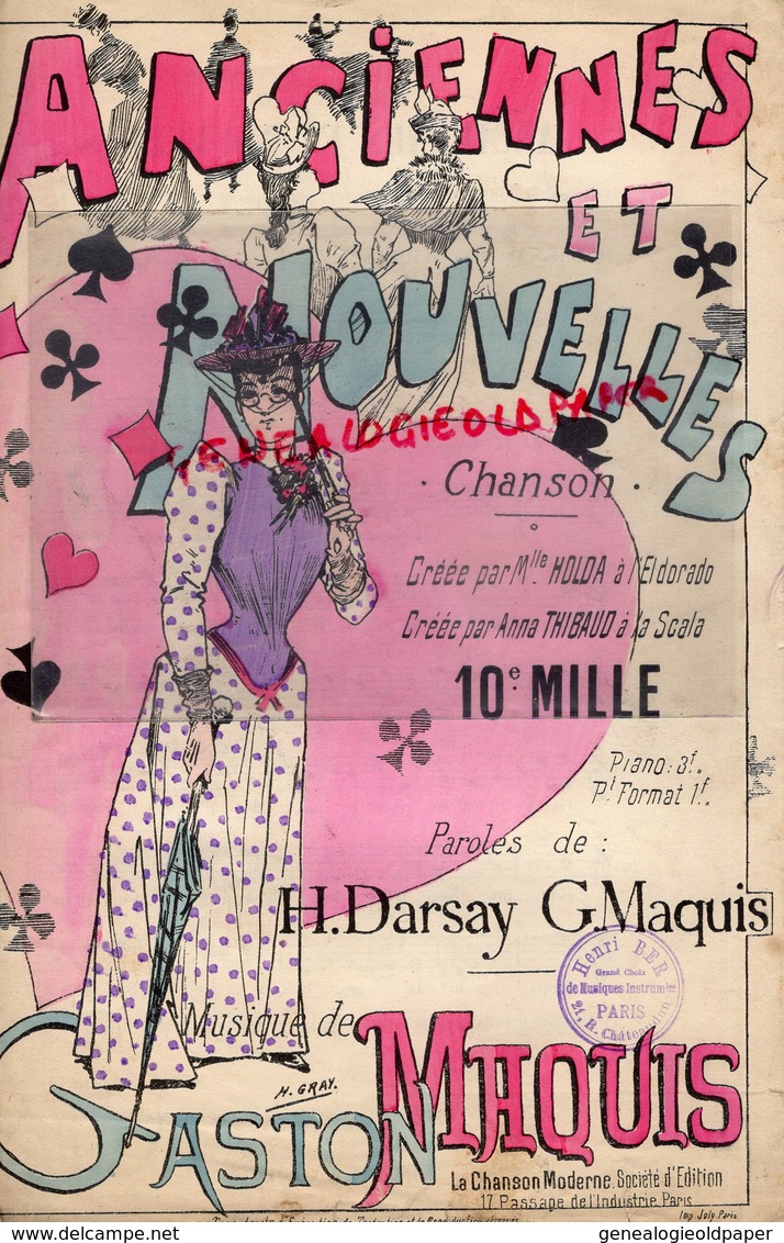 PARTITION MUSIQUE-ANCIENNES ET NOUVELLES -MLLE HOLDA A L' ELDORADO PARIS-ANNA THIBAUD SCALA - H. DARSAY -GASTON MARQUIS- - Noten & Partituren