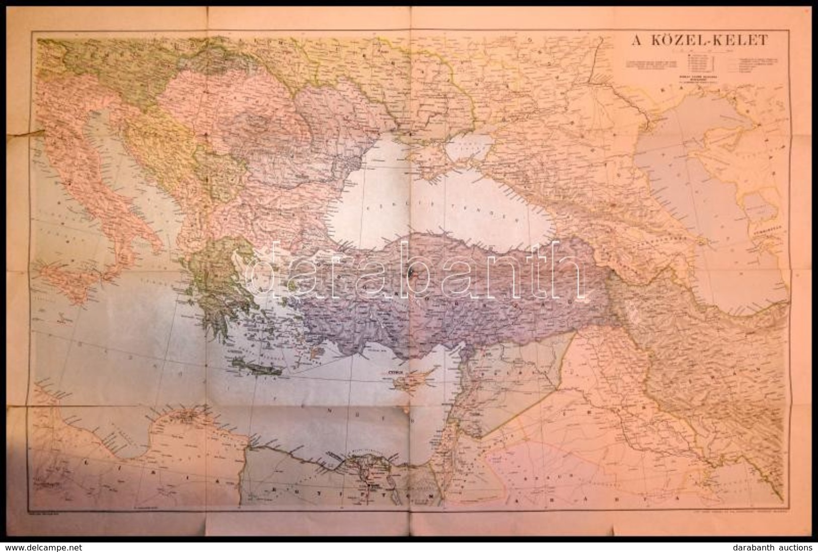 1943 A Közel-Kelet Balkán-félsziget, Kisázsia Térképe. Szakadásokkal. 80x119 Cm - Other & Unclassified