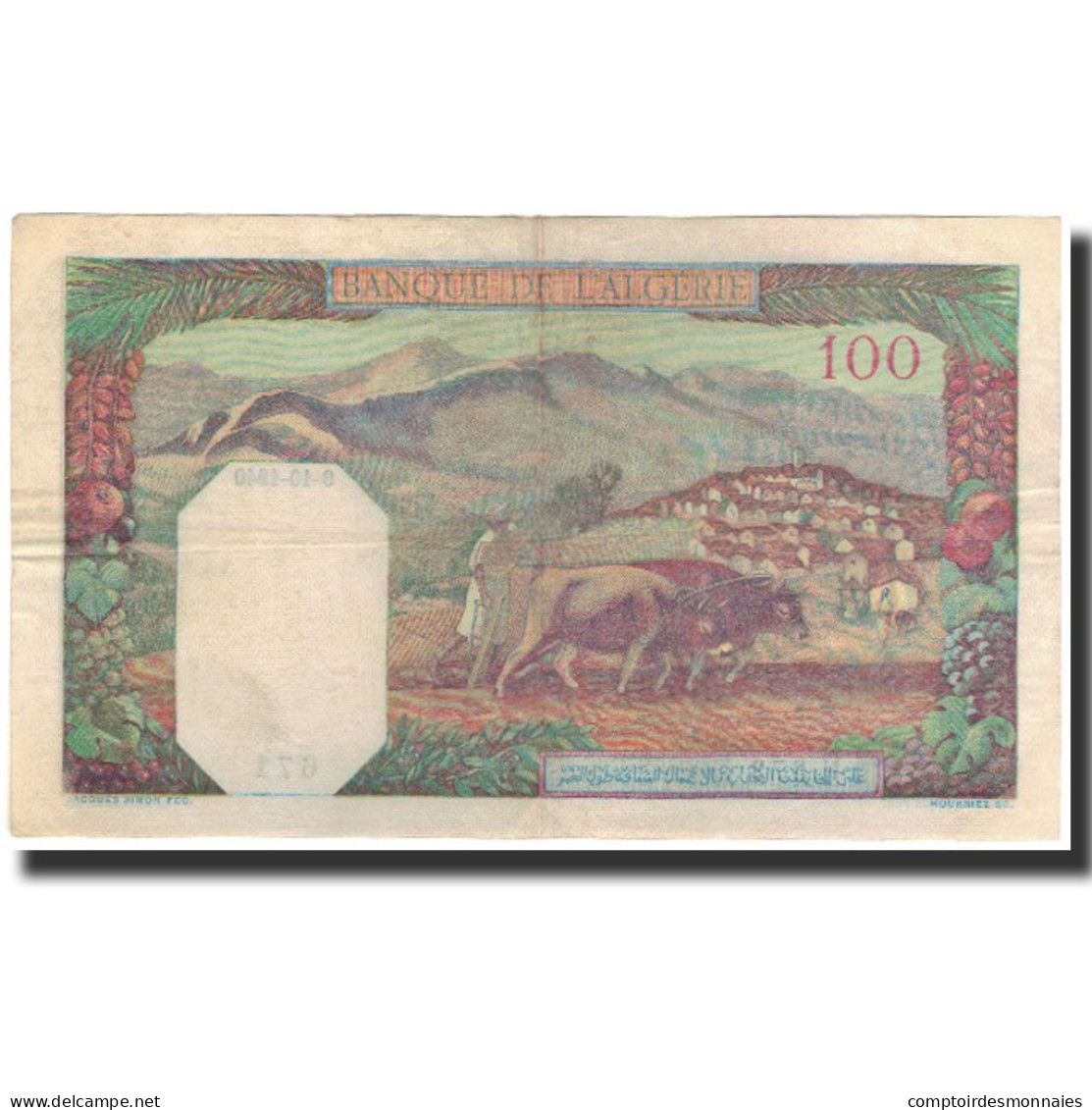 Billet, Algeria, 100 Francs, 1940-10-09, KM:85, TTB+ - Algerije