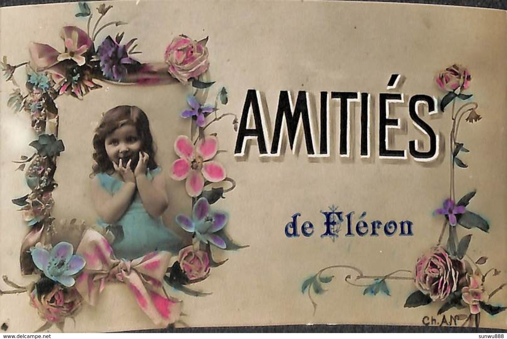 Amitiés De Fléron (fleurs Rubans Gamine, 1910) - Fléron