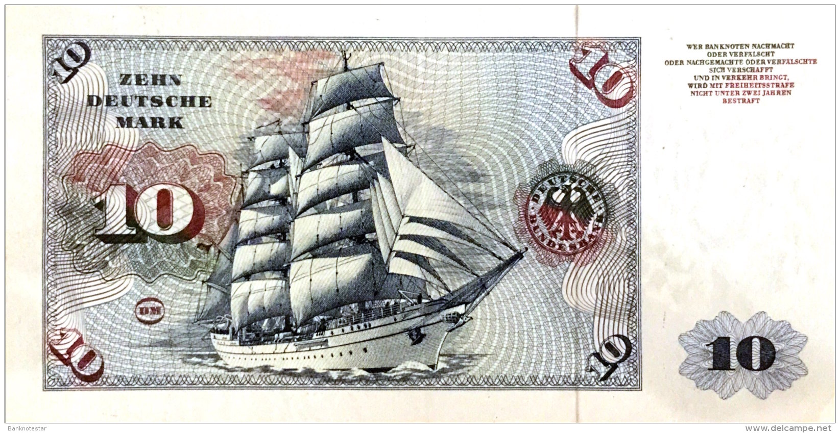 Bundesrepublik, 10 Mark FEHLDRUCK Ro.275a XF - SELTEN - 10 Deutsche Mark