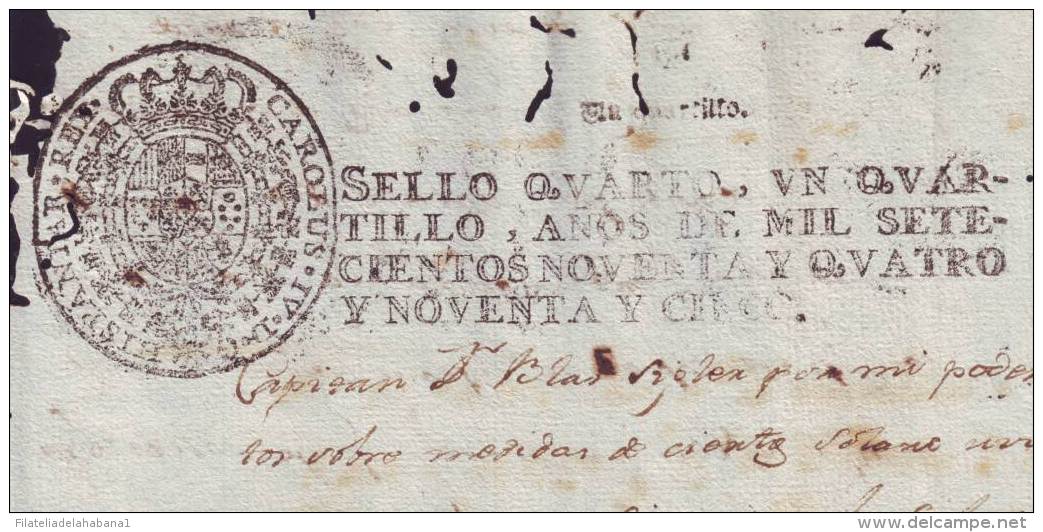 1792-PS-11 BX6605 CUBA SPAIN PUERTO RICO SEALLED PAPER 1792-3 4TO ESPAÑA PAPEL SELLADO - Timbres-taxe