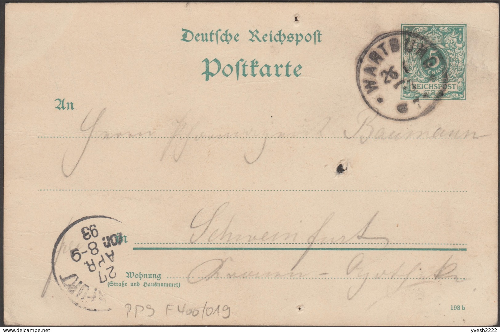 Allemagne 1893. Entier Postal Timbré Sur Commande. Montée Au Moyen D'ânes Au Château De Wartburg, Eisenach - Burros Y Asnos