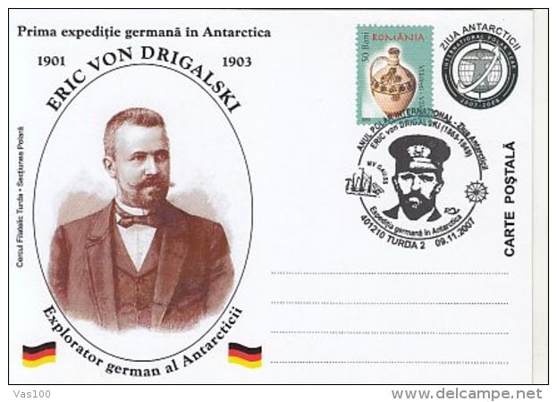 INTERNATIONAL POLAR YEAR, ERIC VON DRIGALSKI, SPECIAL POSTCARD, 2007, ROMANIA - Internationales Polarjahr