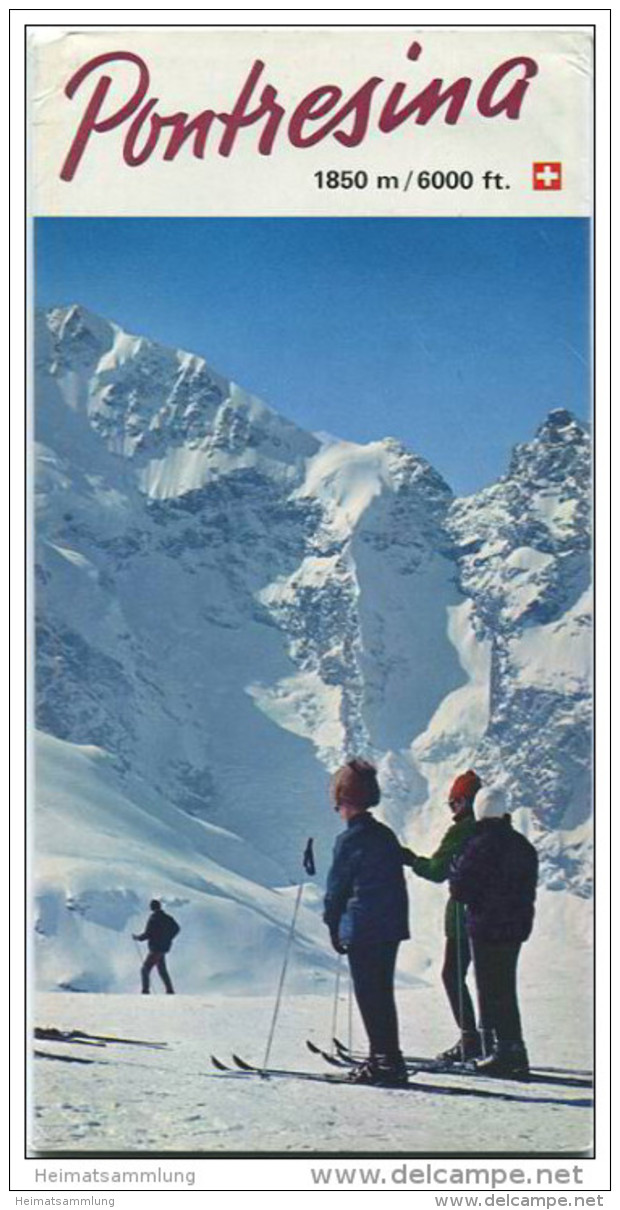 Pontresina 1970 - Faltblatt Mit 9 Abbildungen - Hotelliste Mit 33 Abbildungen Der Hotels - Ortsplan - Skischulpreise - Suisse