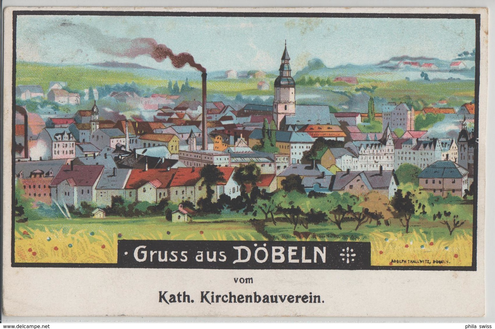 Gruss Uas Döbeln Vom Kath. Kirchenbauverein - Lithographie Litho - Doebeln