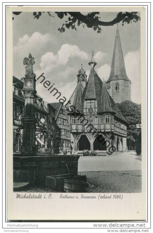 Michelstadt - Rathaus - Brunnen - Foto-AK - Michelstadt