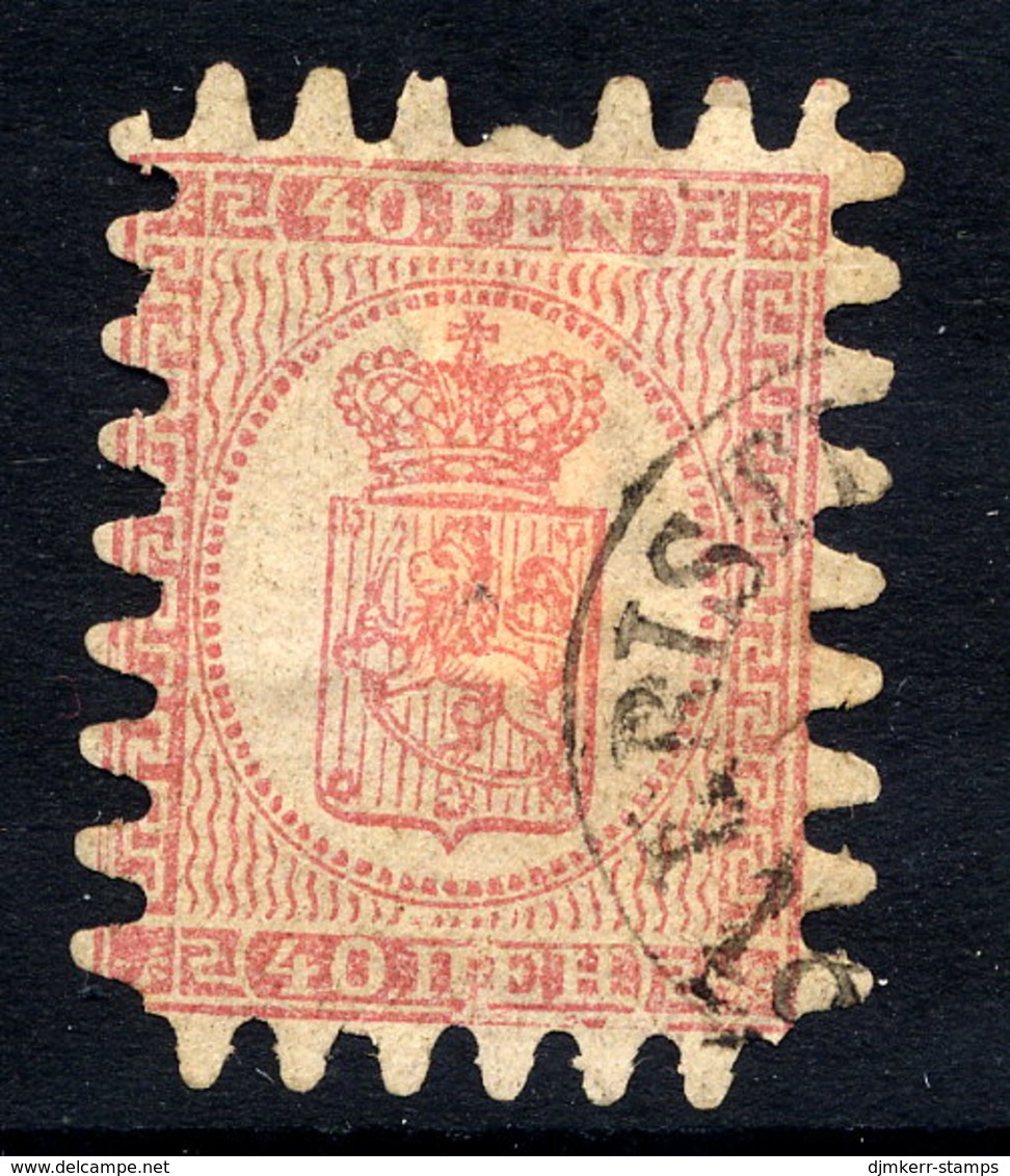 FINLAND 1866 40 P. Rose/rose Roulette III, Used. SG 43, Michel 9 Cx - Used Stamps