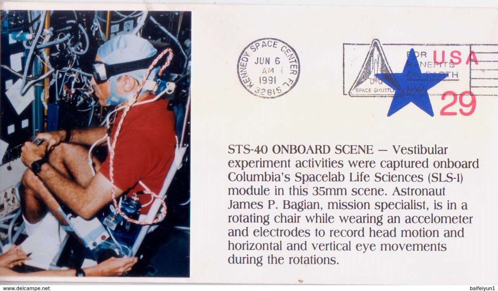 1991 USA Space Shuttle Columbia STS-40 And Astronauts James P. Bagian Commemorative Cover - Noord-Amerika