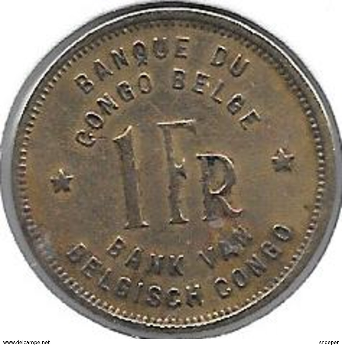 *belgium Congo 1 Franc  1946  Km 26   Vf - 1945-1951: Regency