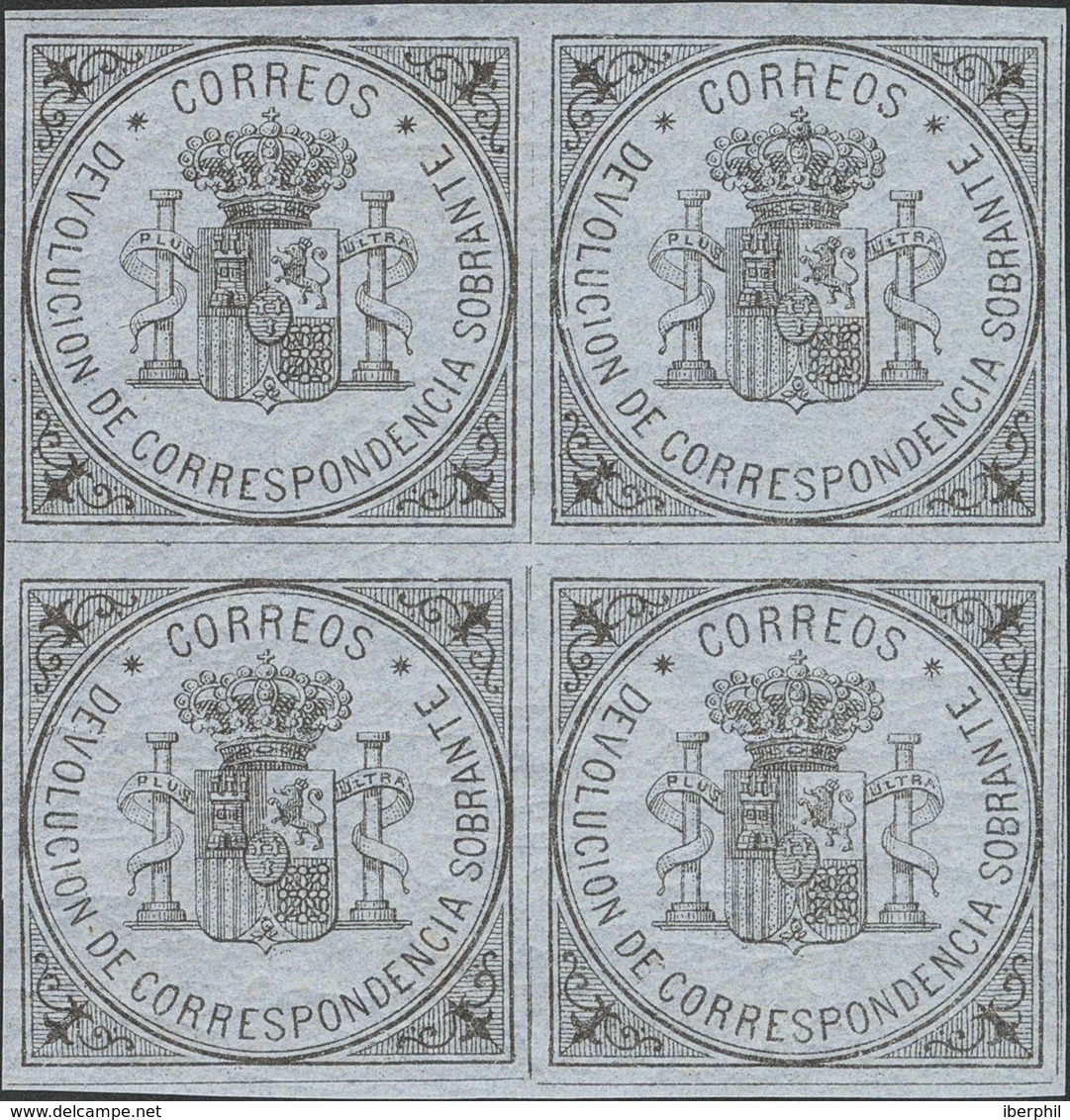 1º Y 2º Centenario. ** 172(4) 1875. Sin Valor, Negro Sobre Azul, Bloque De Cuatro. MAGNIFICO Y MUY RARO. 2014 855. - Sonstige & Ohne Zuordnung