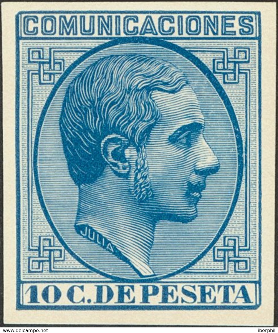 1º Y 2º Centenario. (*) 192P 1878. 10 Cts Azul. PRUEBA DE PUNZON (márgenes Pequeños). MAGNIFICA. (Gálvez 1054) . - Sonstige & Ohne Zuordnung