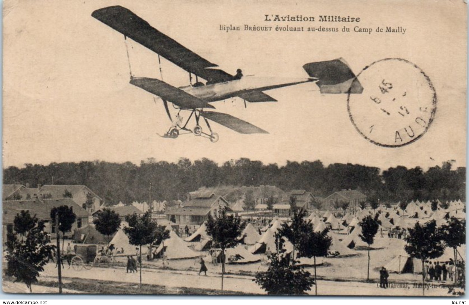 Avion - L'aviation Militaire - Biplan Bréguet évoluant Au-dessus Du Camp De Mailly (pli Coin Droit) - 1914-1918: 1. Weltkrieg