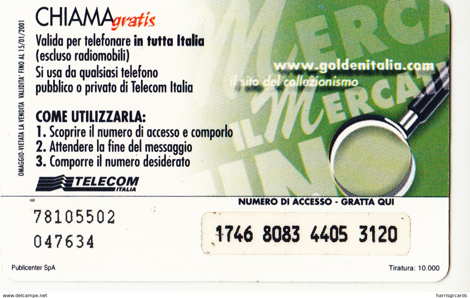 ITALY - Guardia Svizzera 5/6, Tirage 10.000,  CHIAMA GRATIS 5 M, Used - Collections