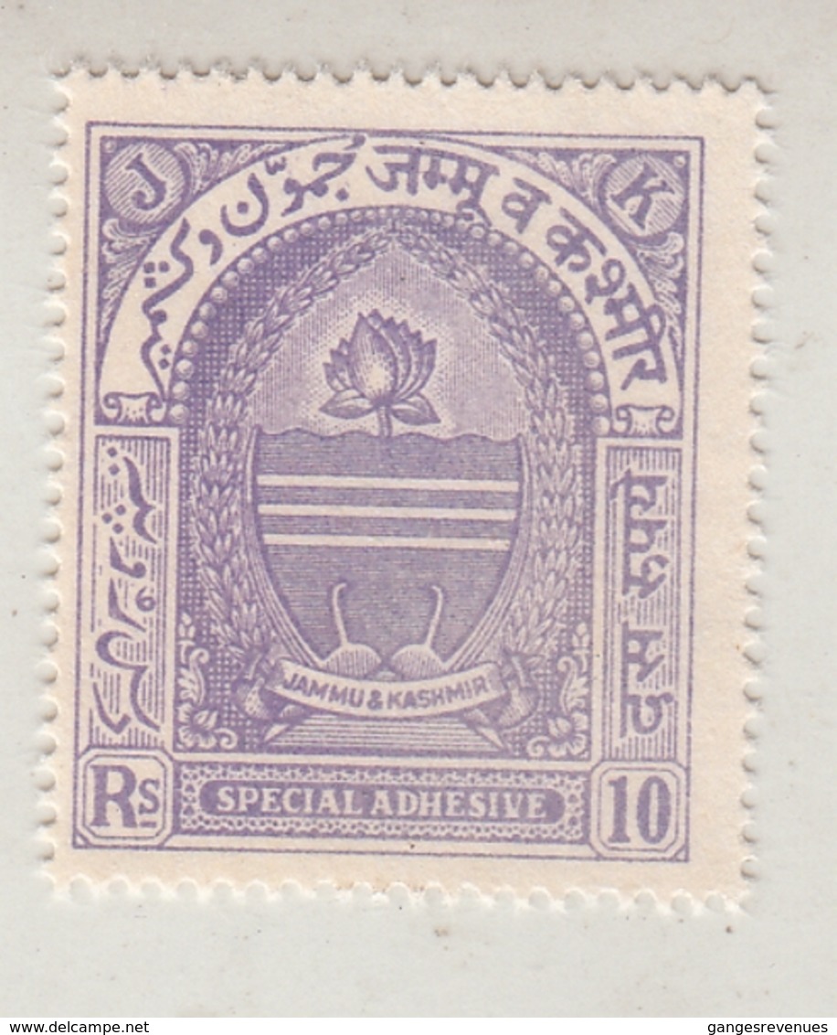 JAMMU & KASHMIR  State  10 Rs  Special Adhesive  Revenue  # 13444 Inde Indien India Fiscal Revenue - Jummo & Cachemire