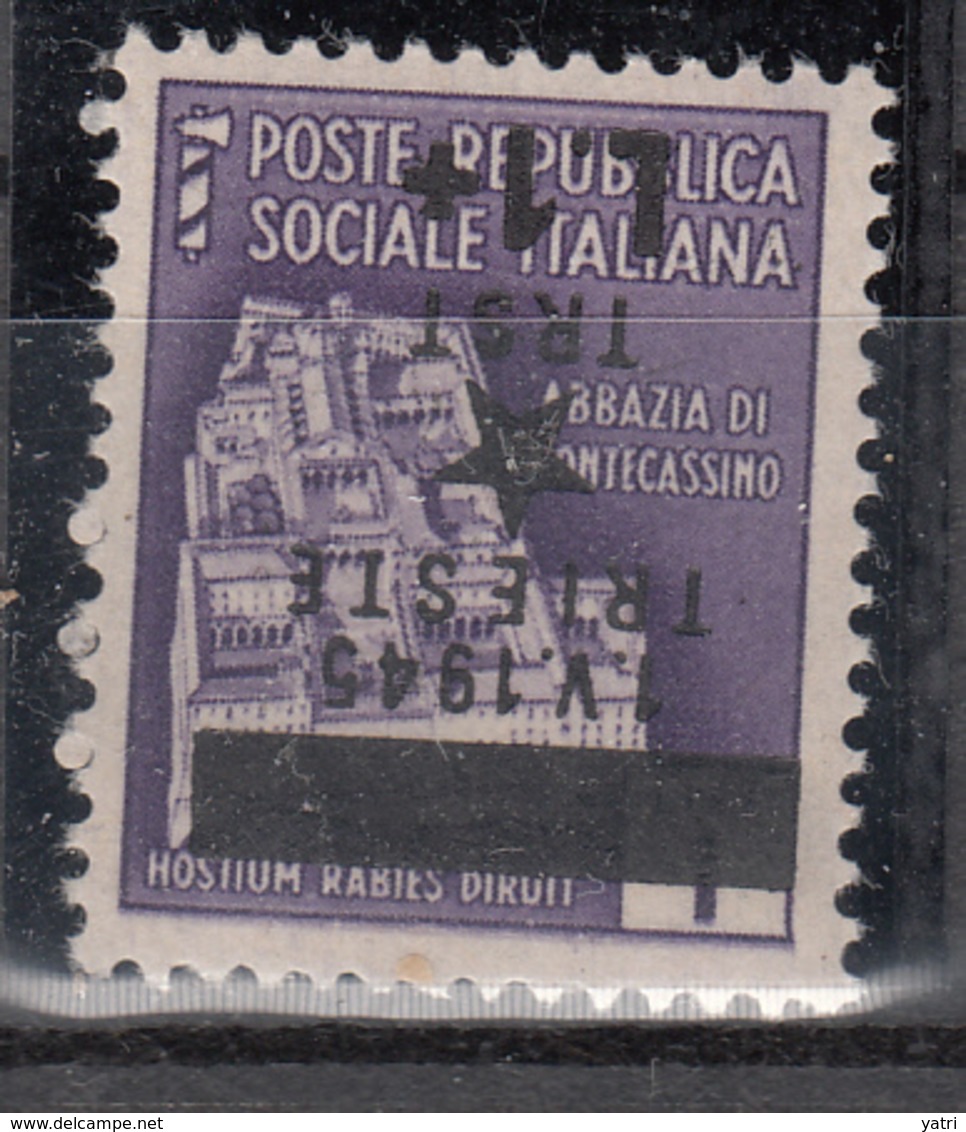 Occup. Jugoslava Di Trieste (1945) - 1 Lira Su 1 Lira Con Soprastampa Capovolta ** - Joegoslavische Bez.: Trieste